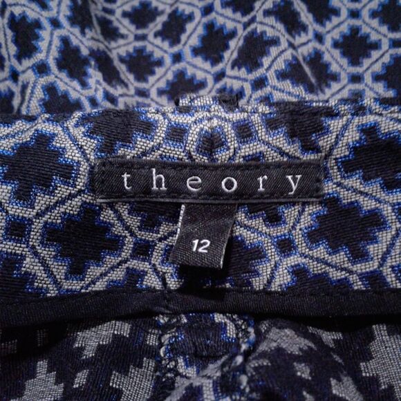 Theory Womens Clah Portola Blue Silver Shorts Geometric Size 12 - Picture 6 of 8